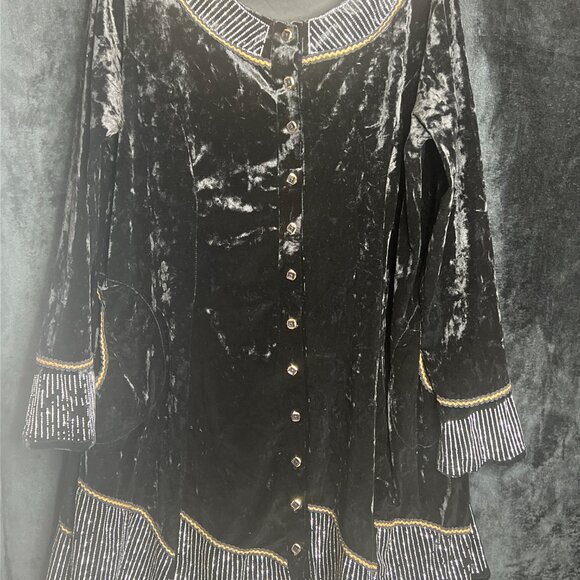 Markiza Collection Black Velvet Tunic Dress Embellished Beading Size 52 - Picture 2 of 4